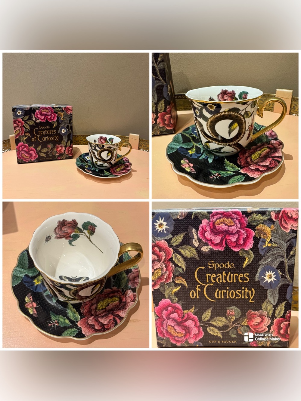 Rare sold out Spode NIB Creatures of Curiosity Dark Teacup & Saucer